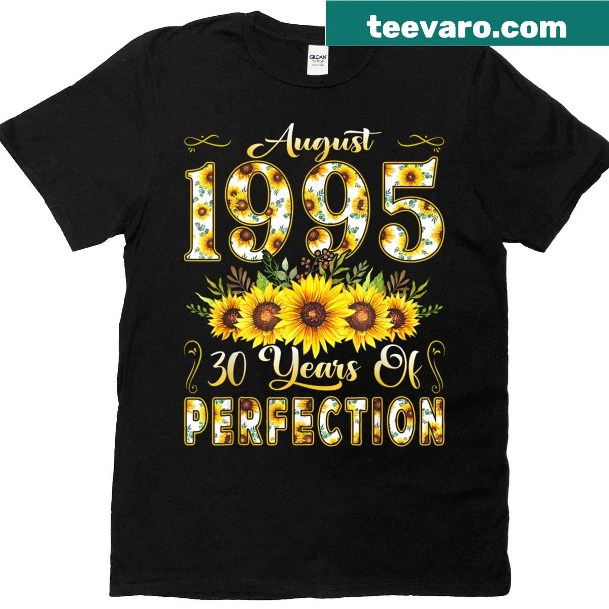 Vintage-style sunflower 30th birthday T-shirt — on a men's t-shirt