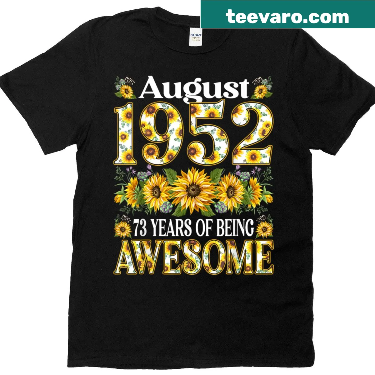Floral T-shirt celebrating 73rd birthday for women — on a men's t-shirt