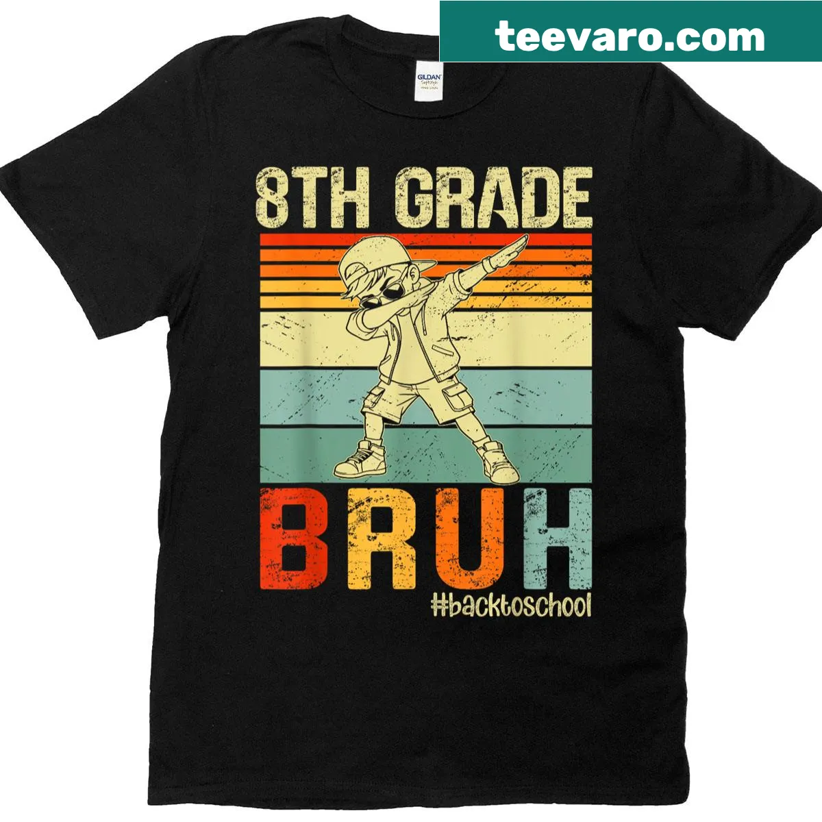 T-shirt with 'Bruh We Back To School' message for 8th graders. — on a men's t-shirt
