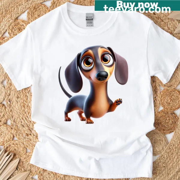 Cute dachshund illustration on a T-shirt