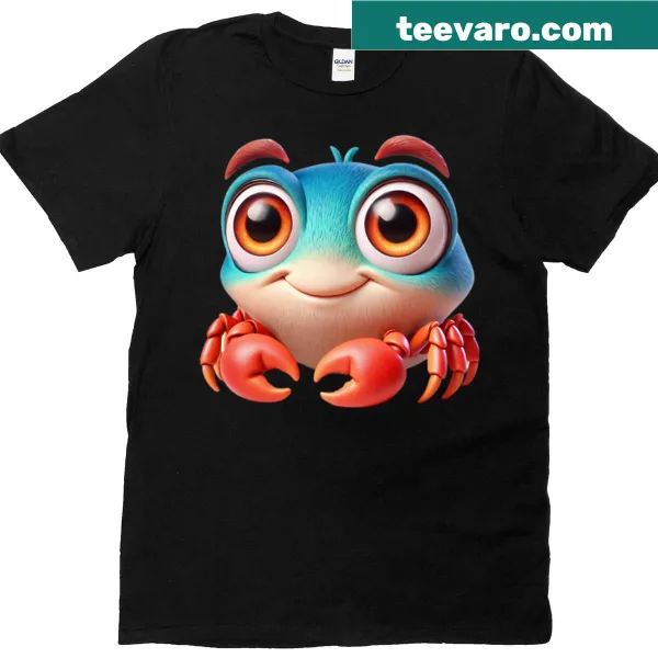 Cute Dungeness crab illustration on a T-shirt.