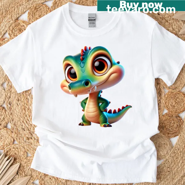 Cute illustration of a dwarf crocodile on a t-shirt