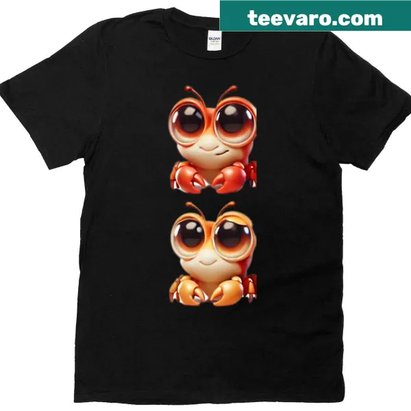 Cute illustration of orange fiddler crab pair on t-shirt