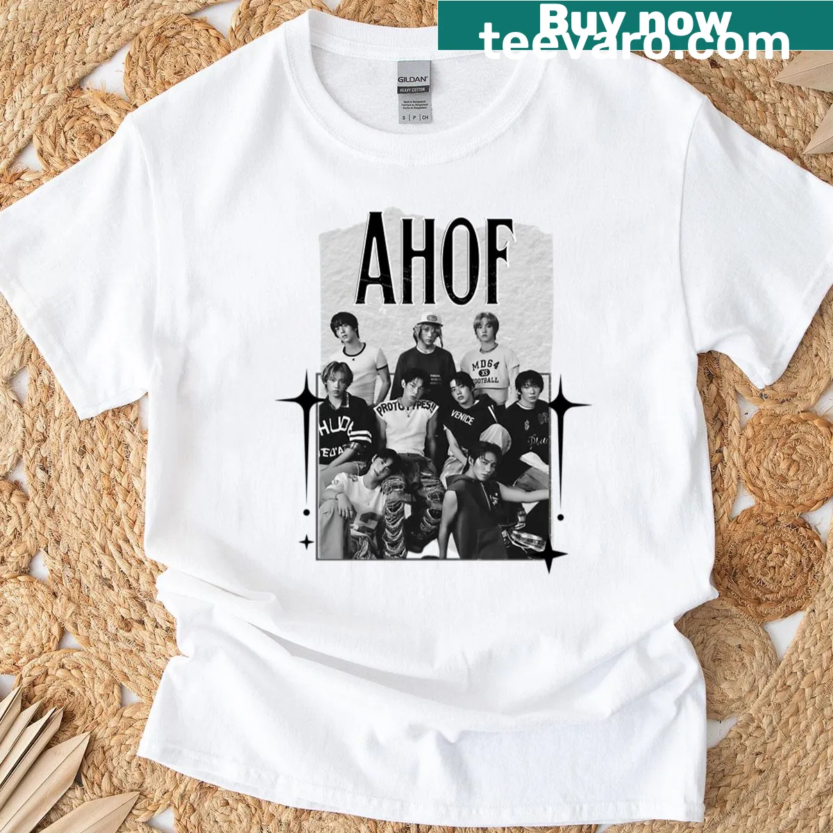 Y2K scrapbook collage t-shirt featuring Ahof Kpop design — on a men's t-shirt