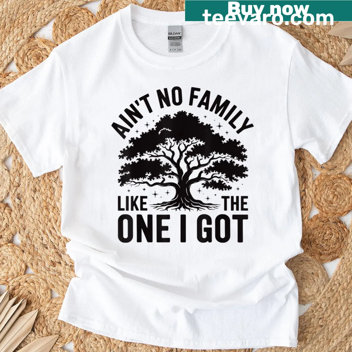 Cute typography t-shirt with 'Ain't No Family Like The One I Got' text — on a men's t-shirt