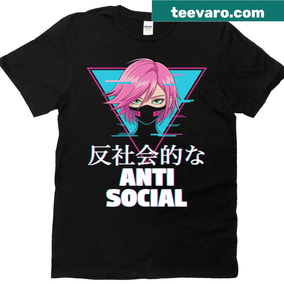 Anime-inspired anti-social themed T-shirt with bold typography. — on a men's t-shirt