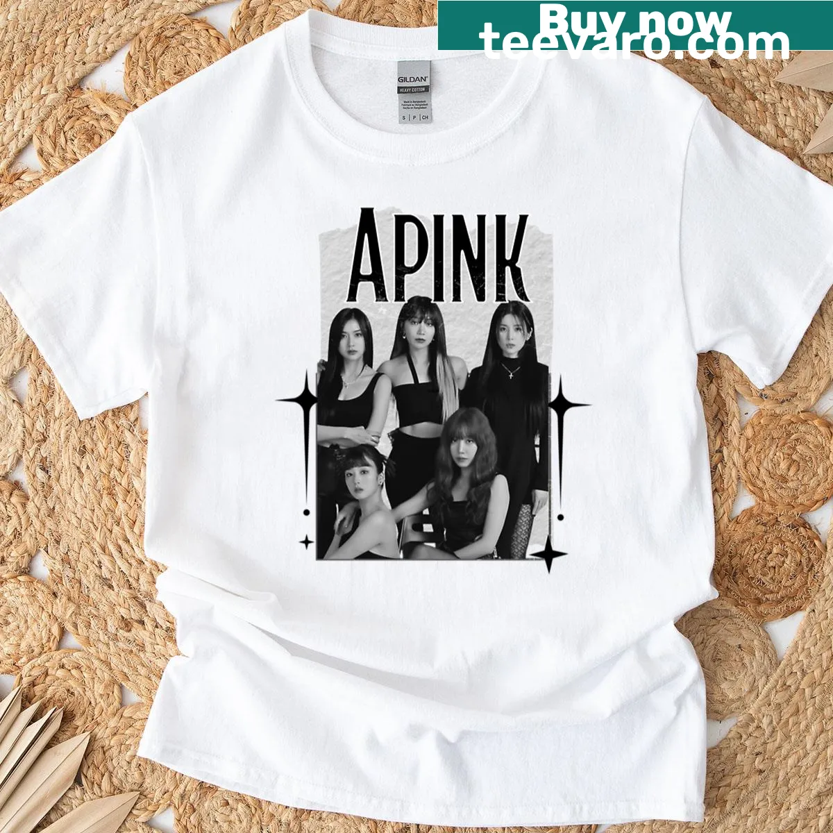 Scrapbook collage graphic featuring Apink Kpop group — on a men's t-shirt