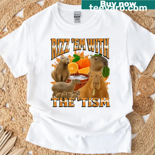 Funny capybara t-shirt with meme text about autism