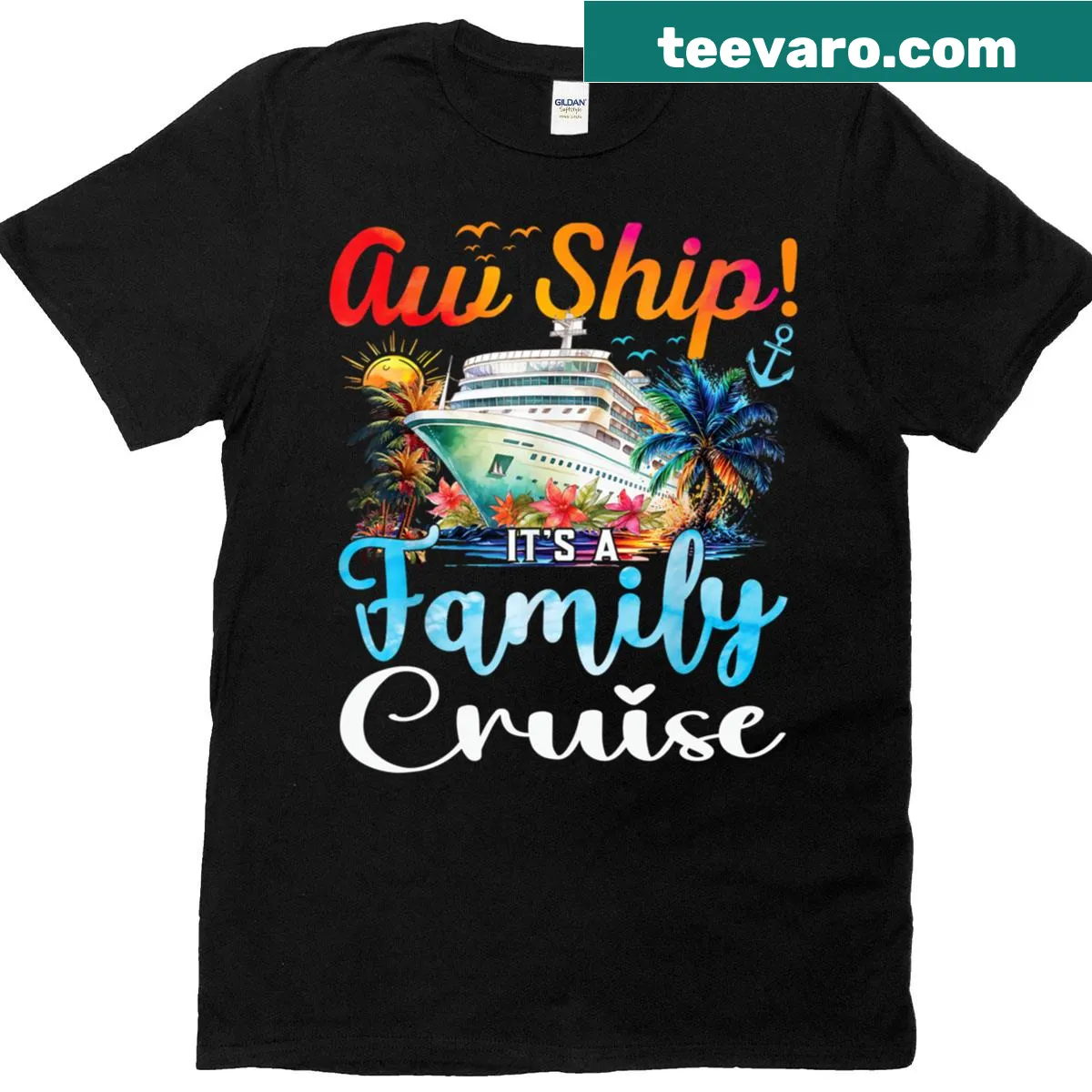 Family cruise matching t-shirt with nautical design — on a men's t-shirt