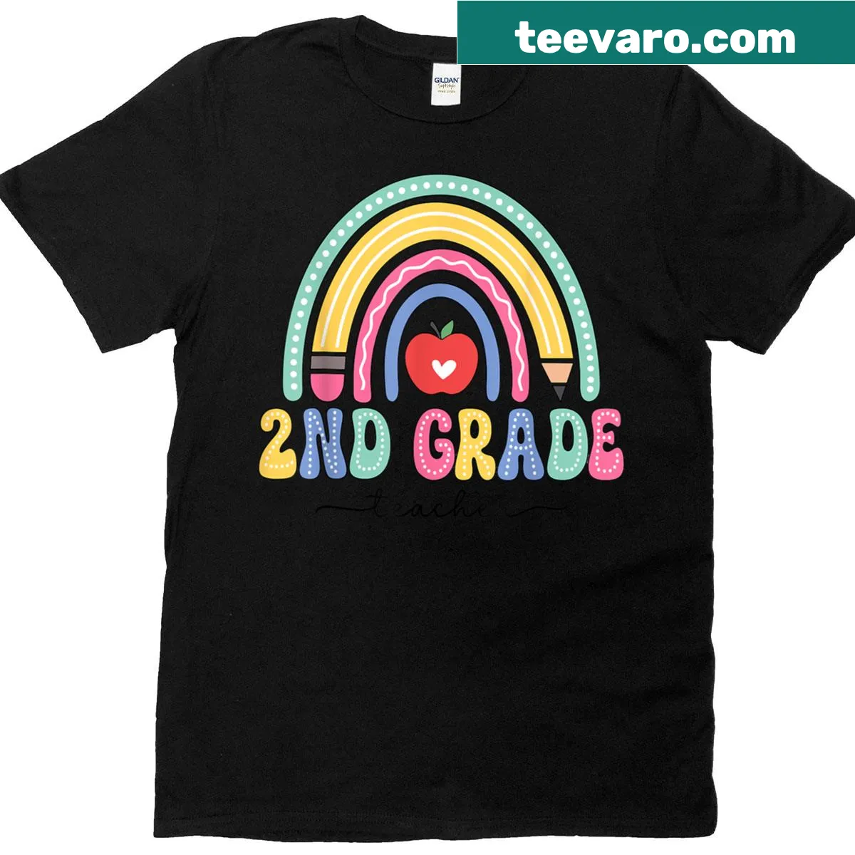 Second Grade Teacher t-shirt with playful typography design — on a men's t-shirt