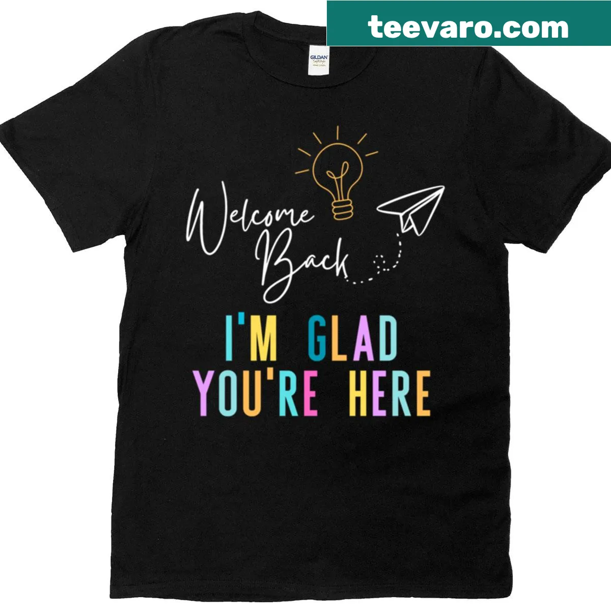 Welcoming back t-shirt for teachers with a positive message — on a men's t-shirt