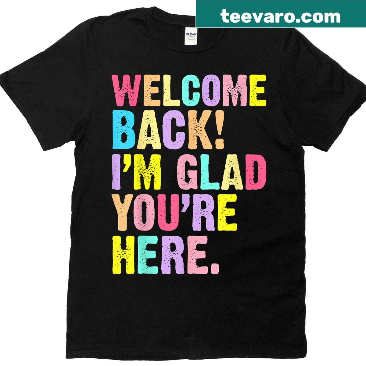 Welcoming teacher T-shirt with friendly back-to-school message — on a men's t-shirt