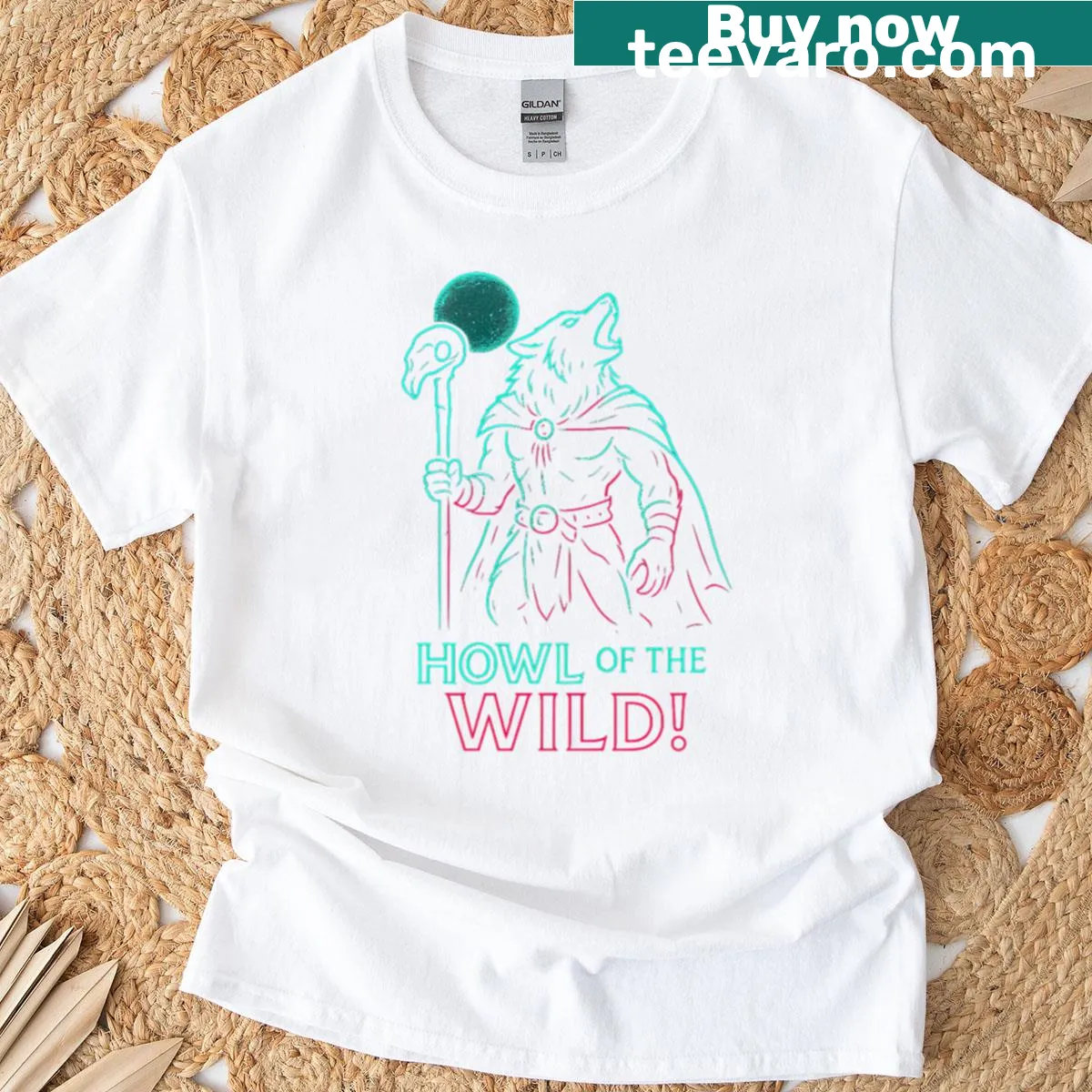 Wild howl graphic t-shirt in a horror theme — on a men's t-shirt