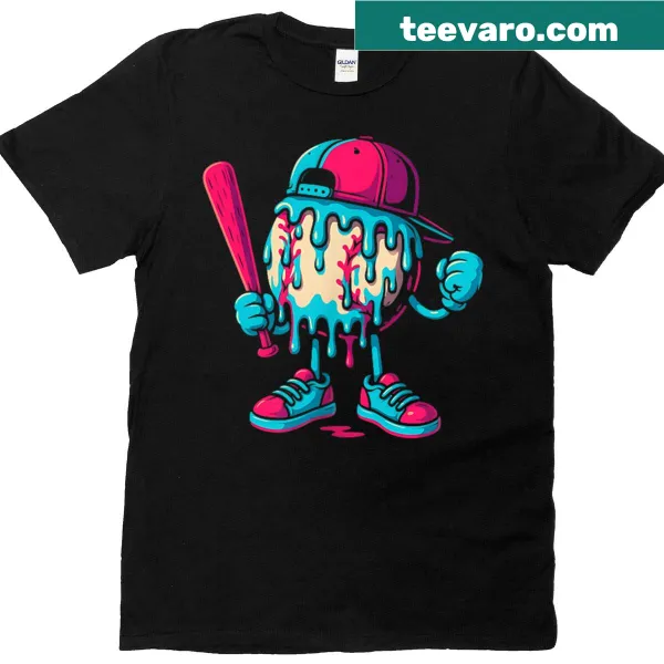 Youth baseball and ice cream graphic T-shirt