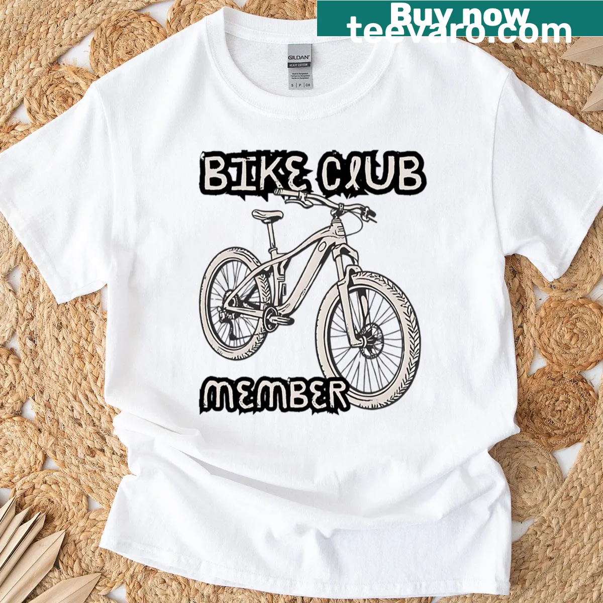 Bike club member emblem printed on a t-shirt — on a men's t-shirt