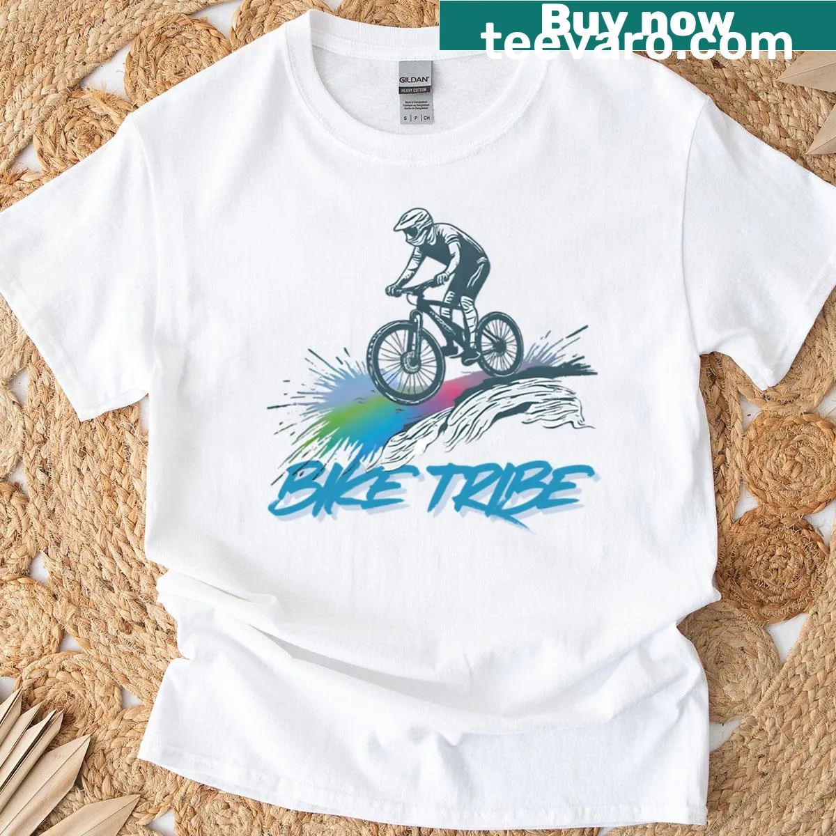 Kids' Bike Tribe shirt with playful bicycle illustrations and fun fonts — on a men's t-shirt