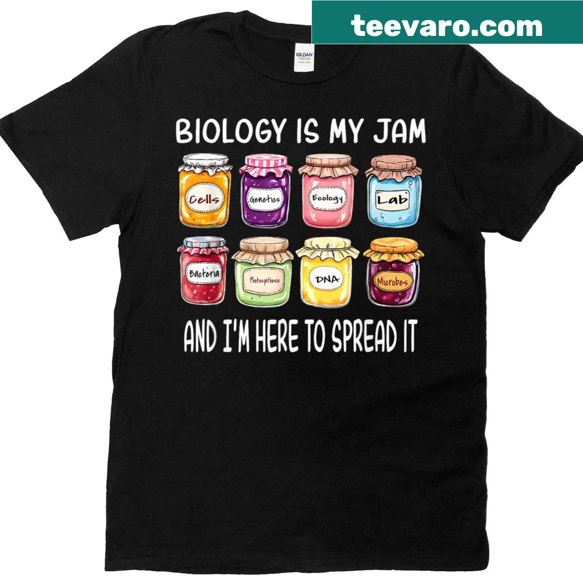 Biology teacher t-shirt with the phrase Biology Is My Jam — on a men's t-shirt