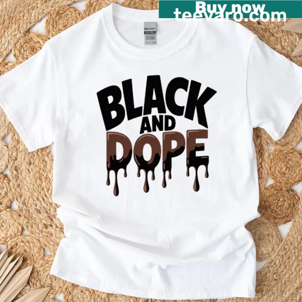 Typography t-shirt with 'Black And Dope' text