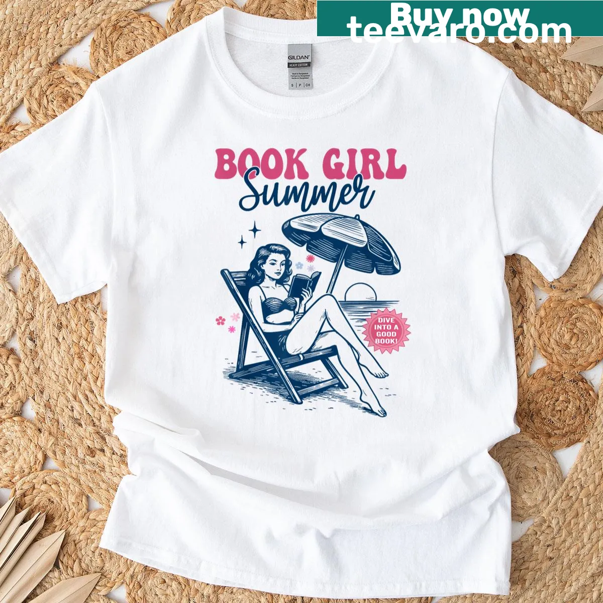 Retro T-shirt celebrating book lovers with 'Dive Into A Good Book' — on a men's t-shirt
