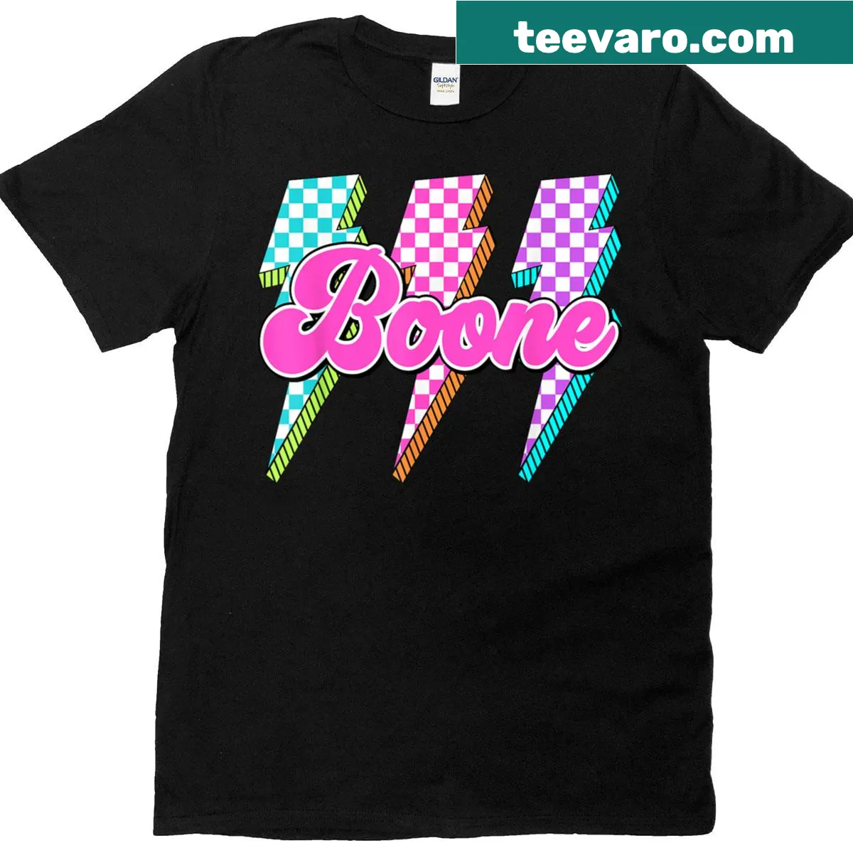 Vintage-style I Love Boone t-shirt with lightning bolt design — on a men's t-shirt