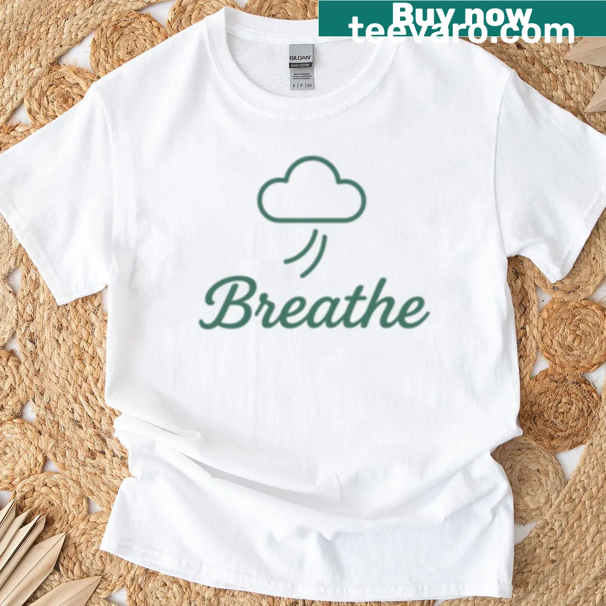 Minimalist t-shirt with serene cloud design — on a men's t-shirt