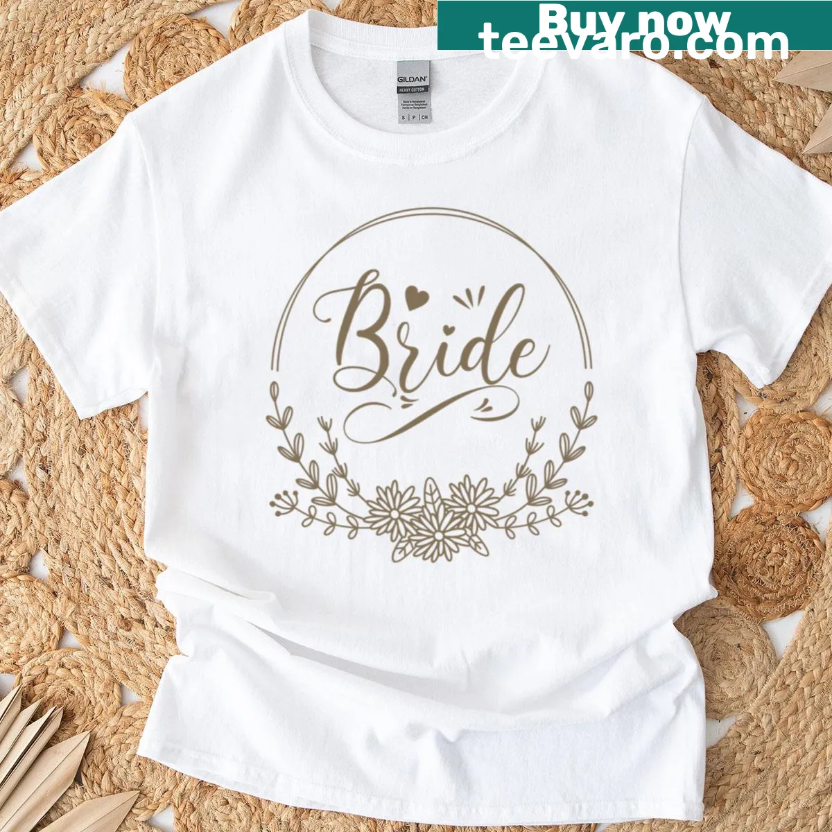 Floral design T-shirt for brides featuring elegant graphics — on a men's t-shirt