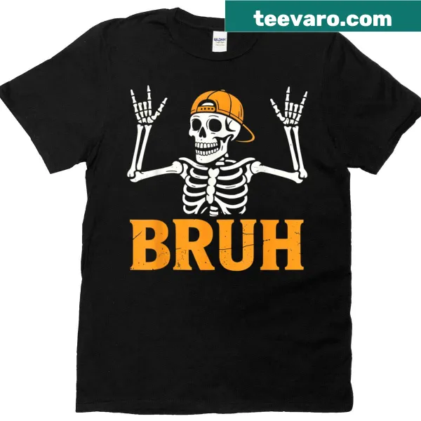 Punk rock skeleton design on a fun Halloween T-shirt