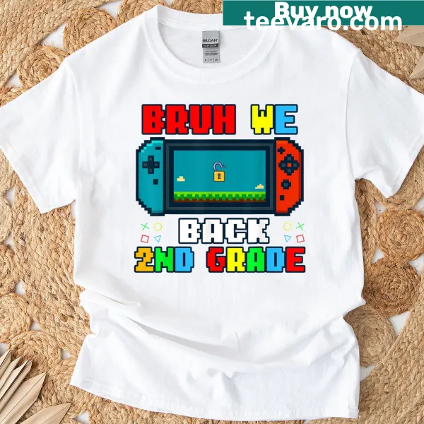 Funny T-shirt for kids with the phrase 'Bruh We Back'
