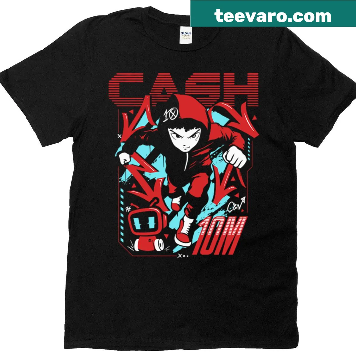 T-shirt featuring the names 'Cash And Nico' in playful typography — on a men's t-shirt