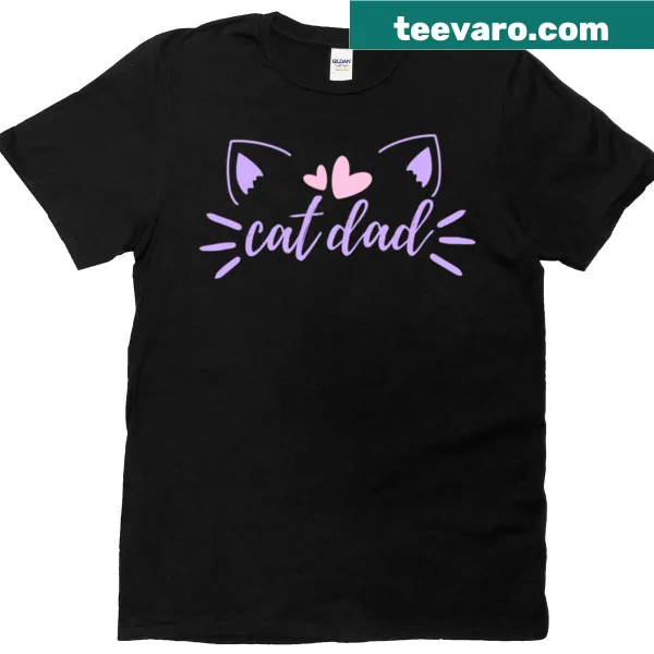 Lilac purple Cat Dad t-shirt featuring a charming wordmark