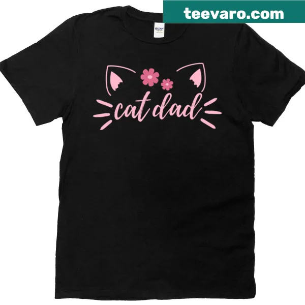 Pink Cat Dad t-shirt featuring heartwarming typography