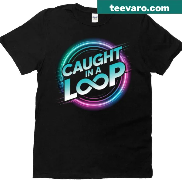 Futuristic neon design t-shirt with a looping graphic