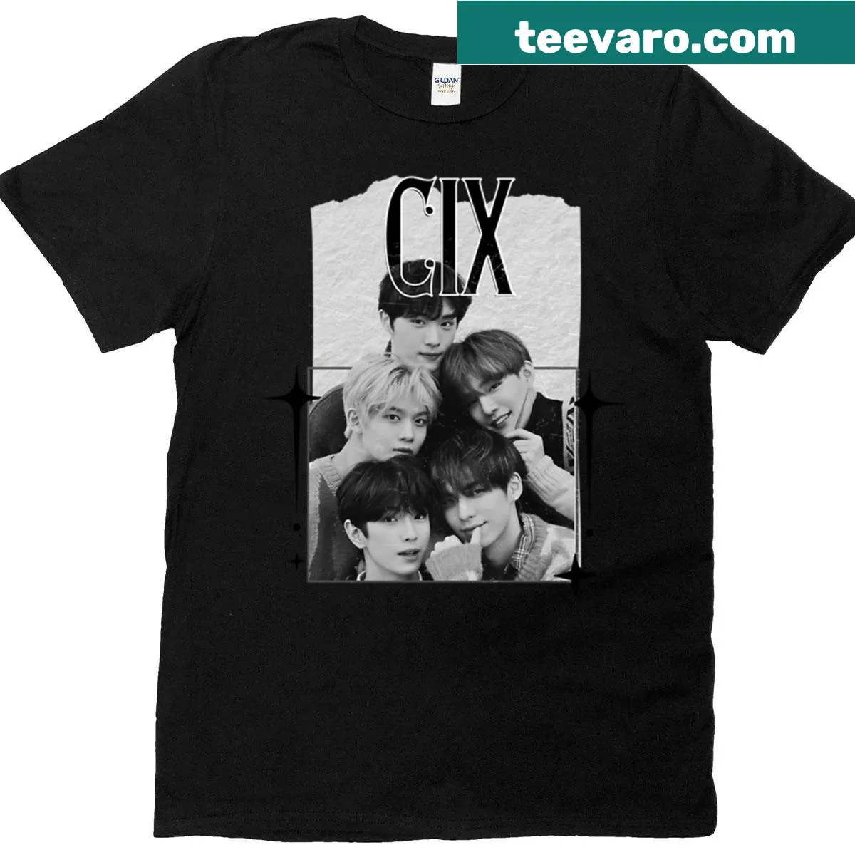 Vintage collage of Kpop group Cix on a t-shirt — on a men's t-shirt