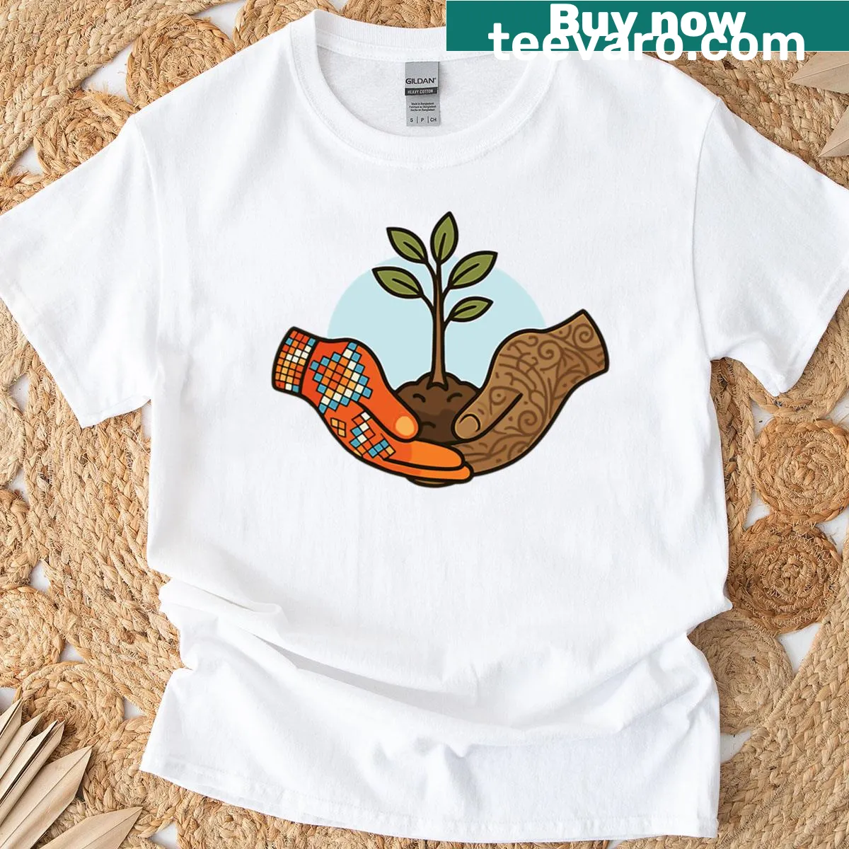 Illustrative graphic promoting historical awareness for Columbus Day. — on a men's t-shirt