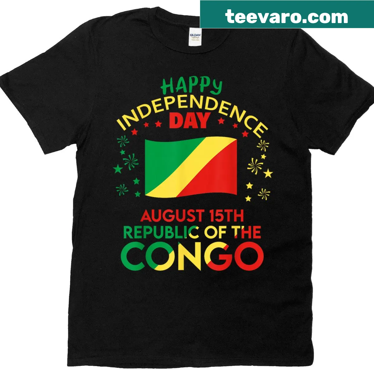Text celebrating Congo Brazzaville's Independence Day on a t-shirt — on a men's t-shirt