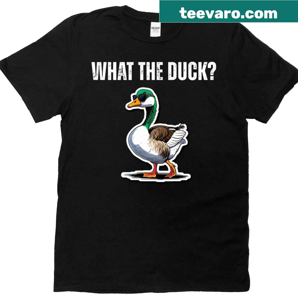 Edgy T-shirt featuring an illustration of an angry duck. — on a men's t-shirt