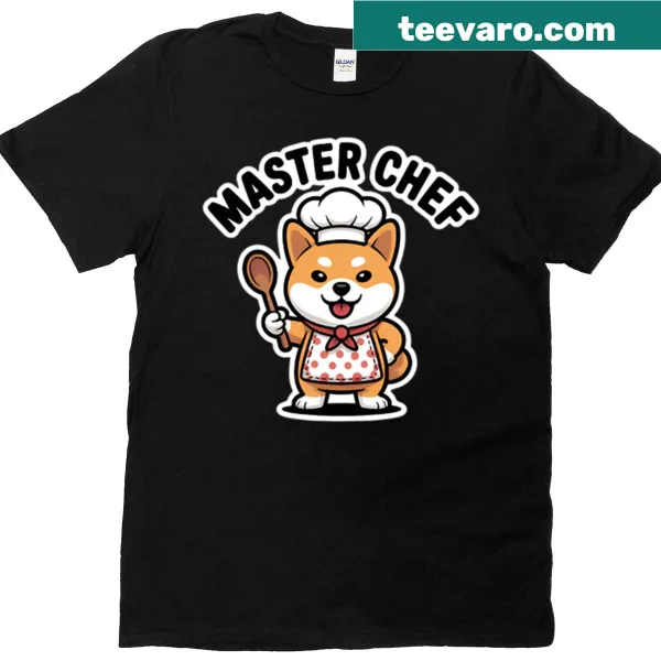 Cartoon Corgi dressed as a chef on a t-shirt