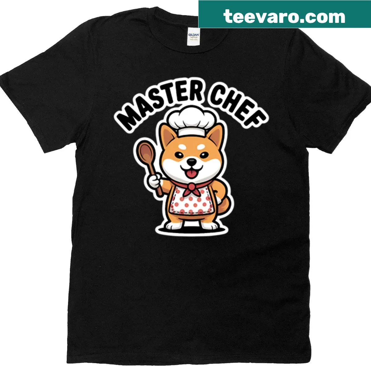 Cartoon Corgi dressed as a chef on a t-shirt — on a men's t-shirt