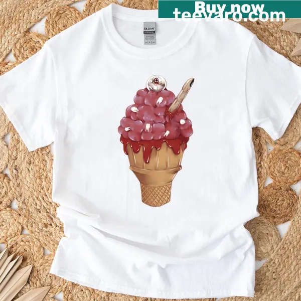 Creepy cartoon ice cream graphic T-shirt design