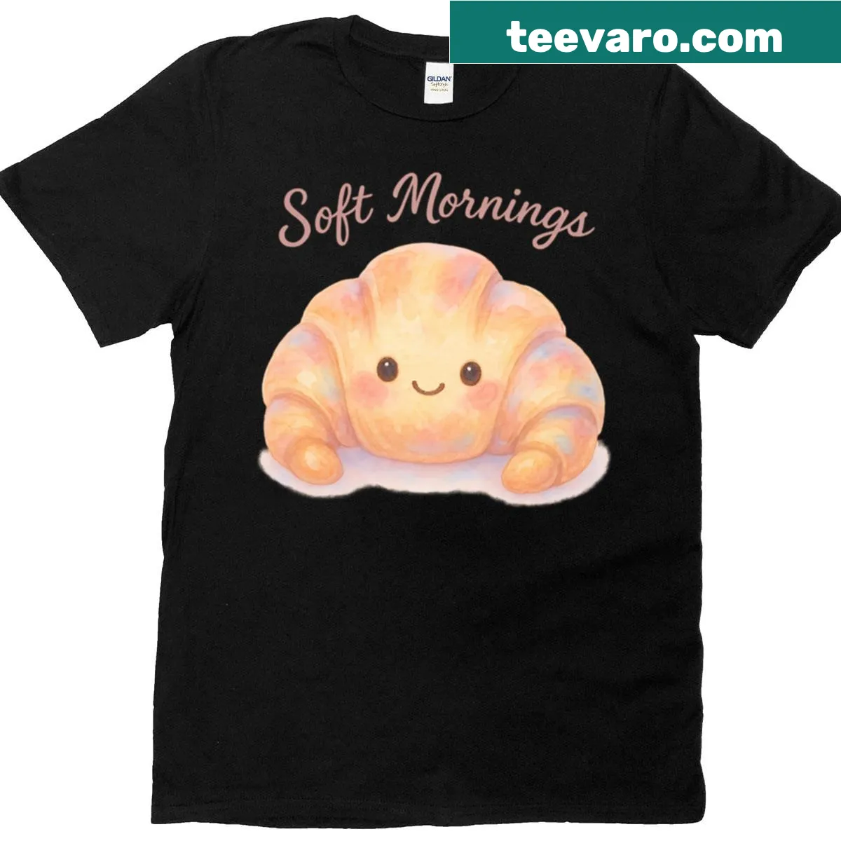 T-shirt with typography saying Croissant Perfection — on a men's t-shirt
