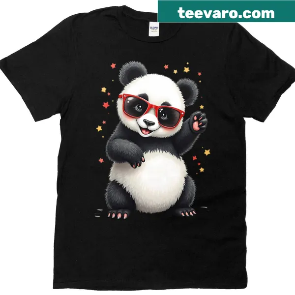 Funny t-shirt featuring a cute dabbing panda bear design