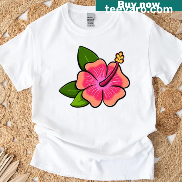 Charming hibiscus flower illustration on a casual t-shirt
