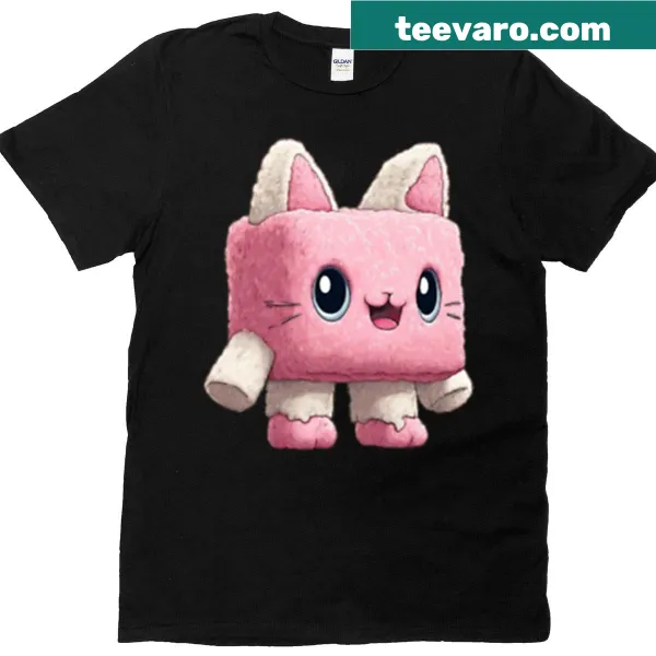 Adorable cat with a marshmallow illustration on a t-shirt
