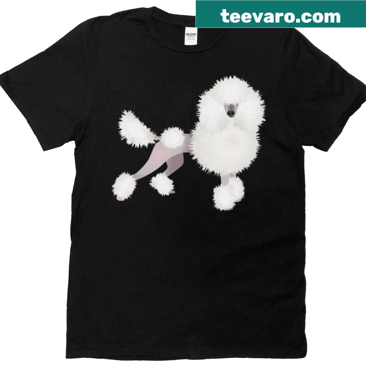 Illustrated cute poodle design on a t-shirt — on a men's t-shirt