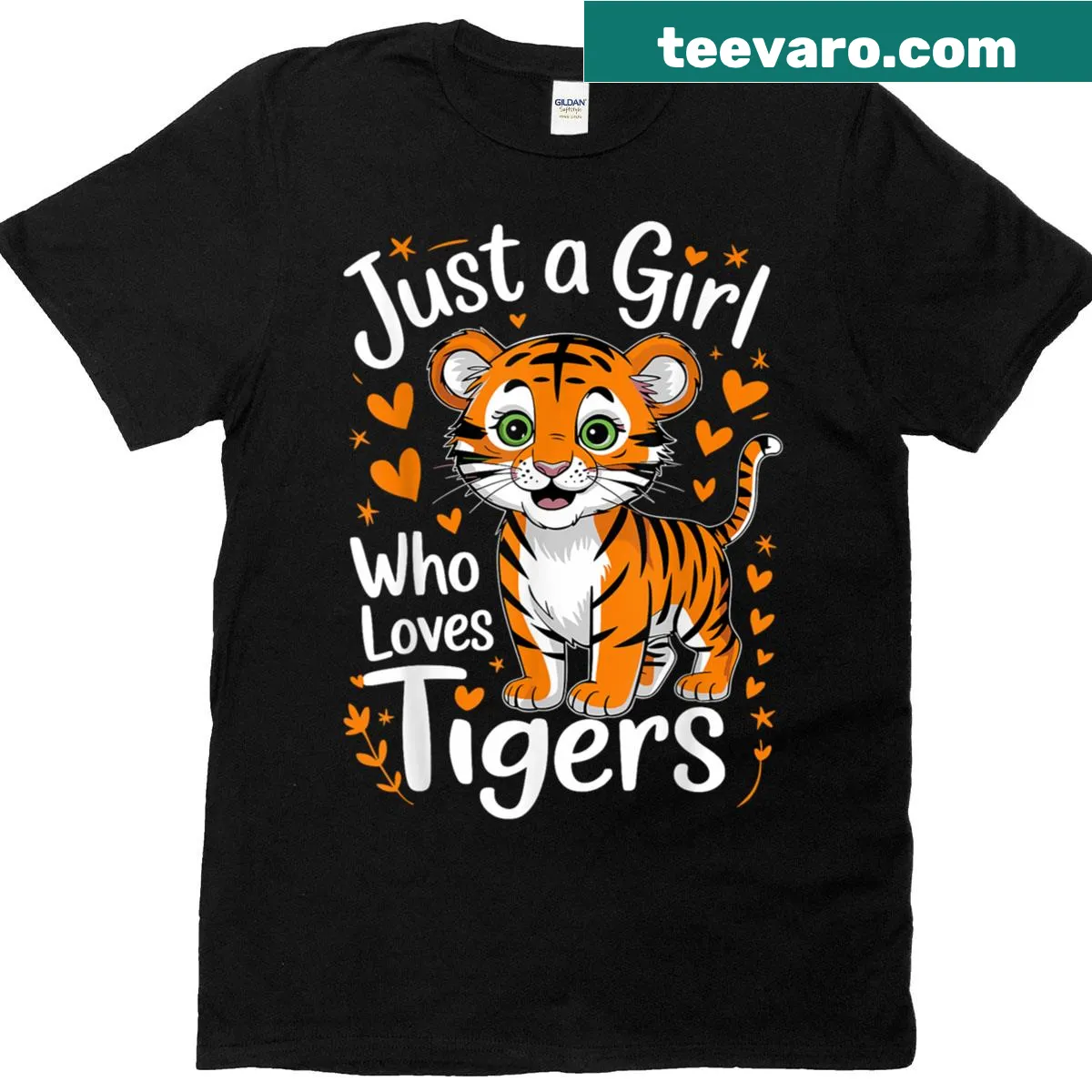 Cute tiger graphic with text 'Just A Girl Who Loves Tigers' — on a men's t-shirt