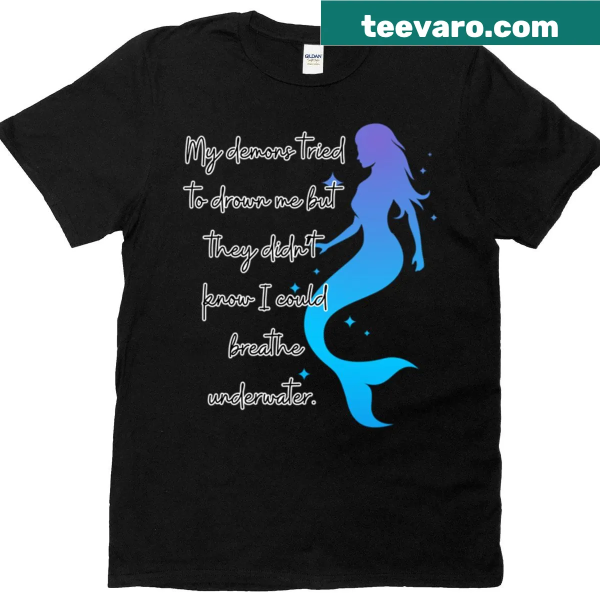 Powerful text design: 'Demons Can't Drown Me' on a T-shirt — on a men's t-shirt