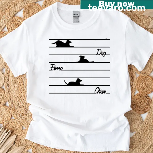 Minimalist dog silhouette line-art t-shirt