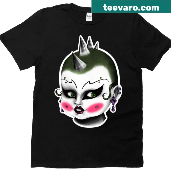 T-shirt featuring a playful punk-inspired graphic design.