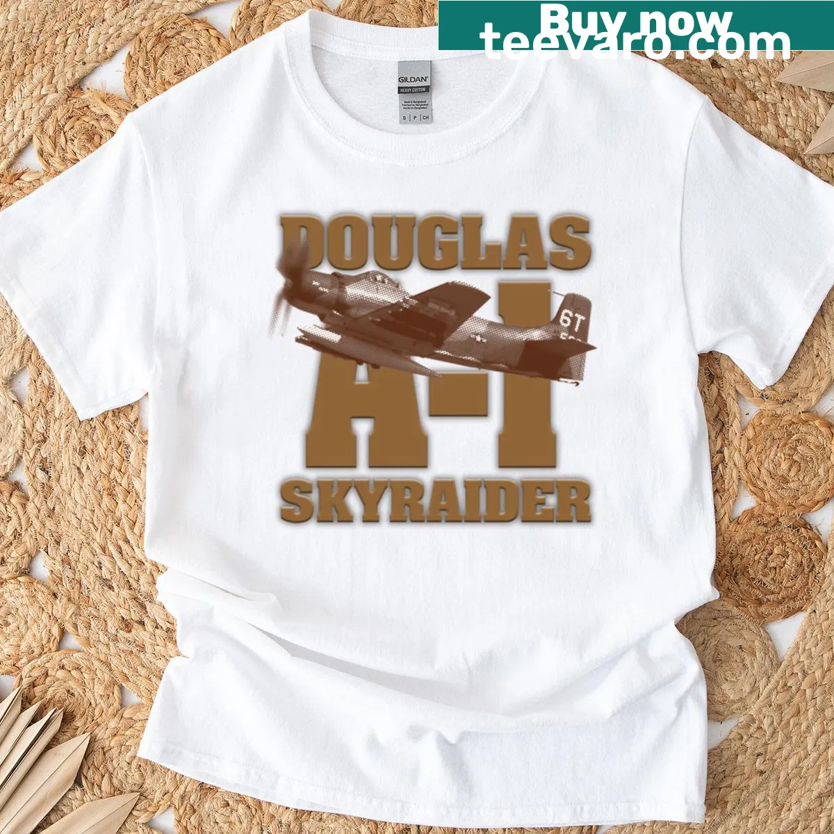 Realistic illustration of the Douglas A-1 Skyraider on T-shirt — on a men's t-shirt