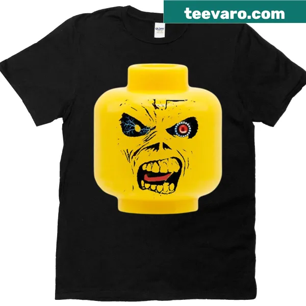 Cartoon design of Eddie the Brickhead on a t-shirt